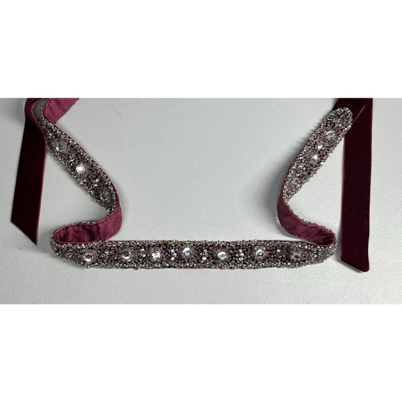 J Crew Embellished Beaded Velvet Sash Tied Belt Waist Wrap Formal - Picture 2 of 4